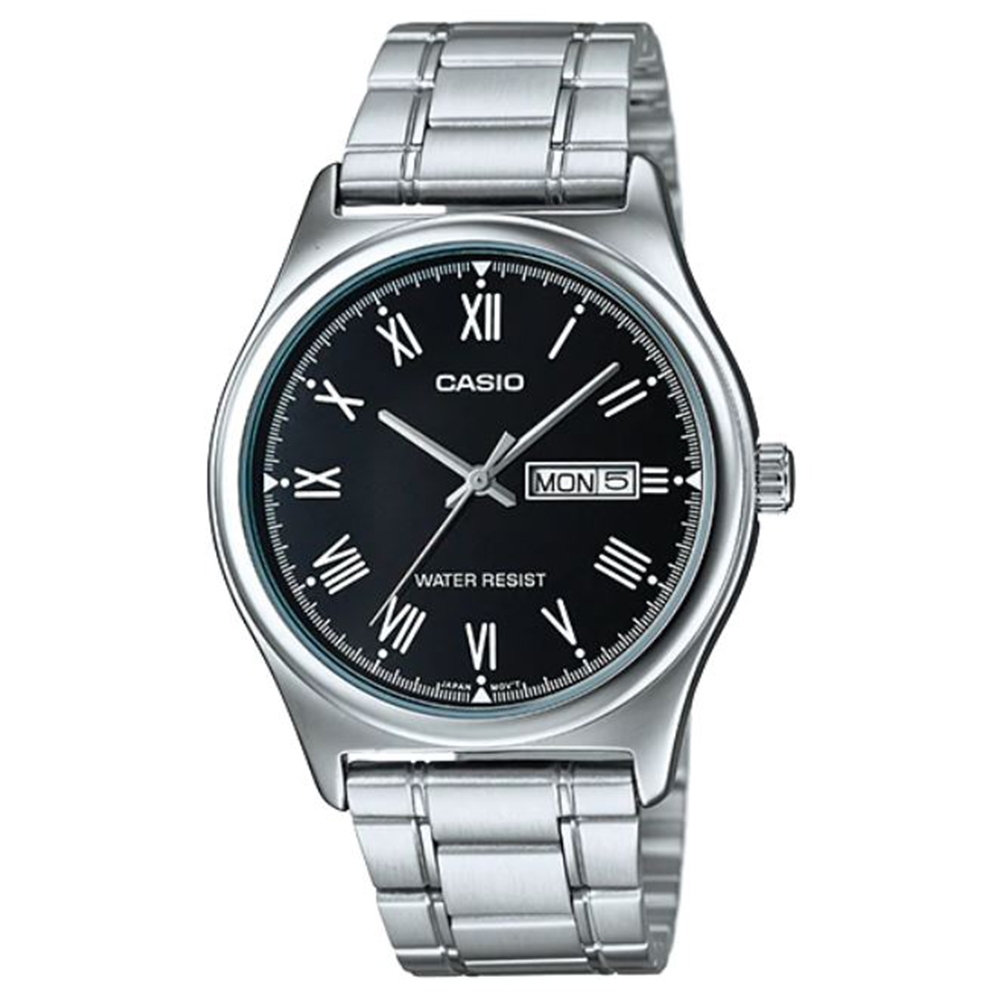 【CASIO】潮流紳士星期日期顯示不鏽鋼腕錶-黑面(MTP-V006D-1B)