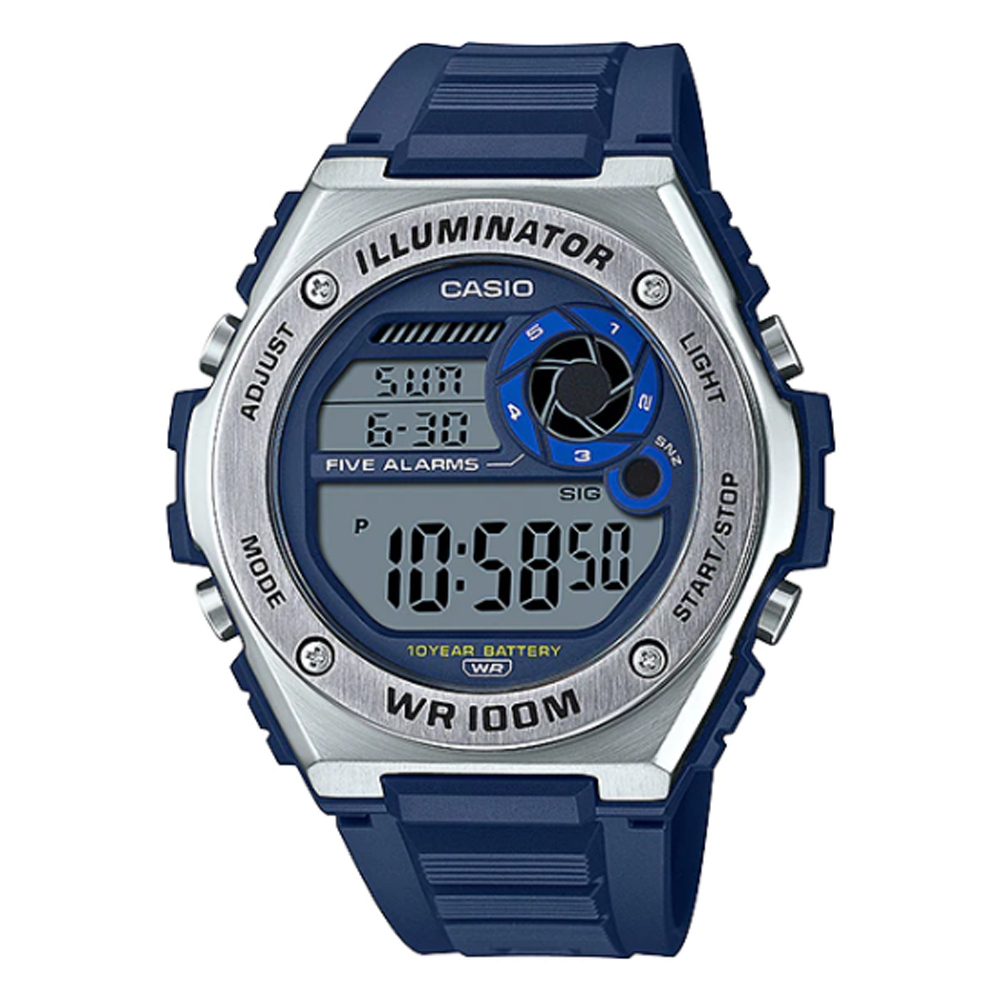【CASIO】未來工業風格數位運動錶 (MWD-100H-2A)藍