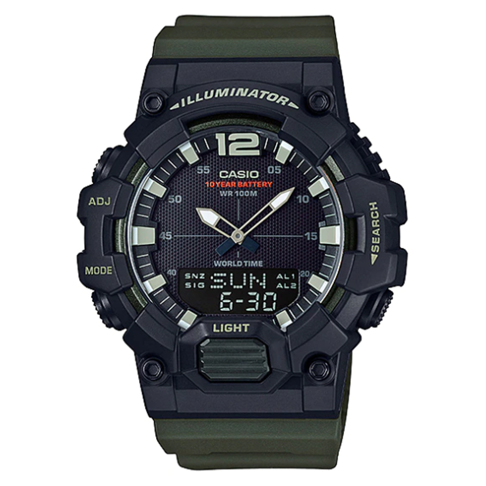 【CASIO 】十年電力指針數位雙顯運動錶-綠(HDC-700-3A)