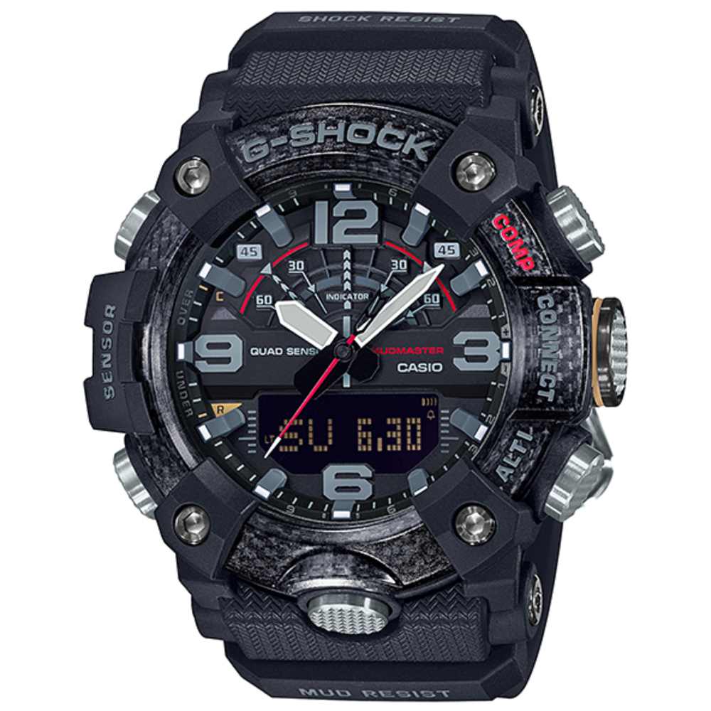 【CASIO】G-SHOCK 碳纖維強化防塵和防泥設計藍芽錶-黑(GG-B100-1A)