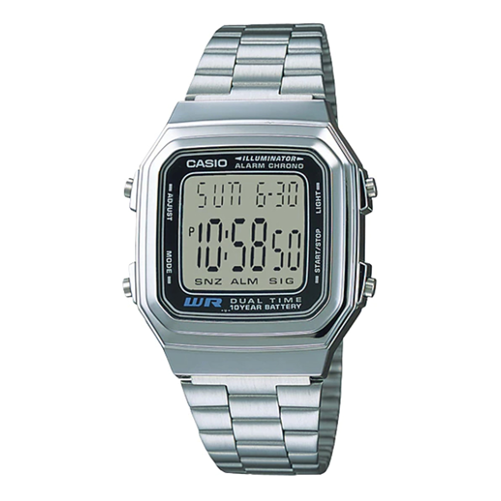 【CASIO】時尚復古電子錶(銀色)