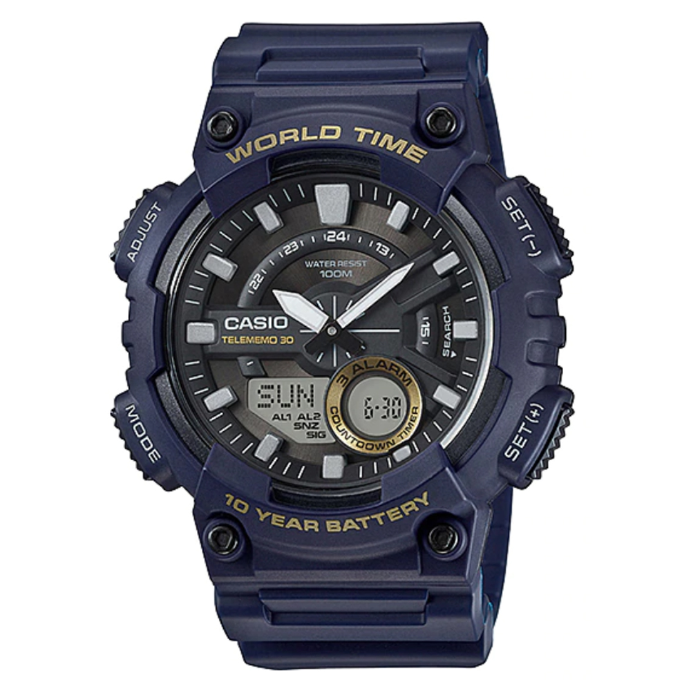 CASIO 十年電力復古潮流雙顯電子錶AEQ-110W-2A