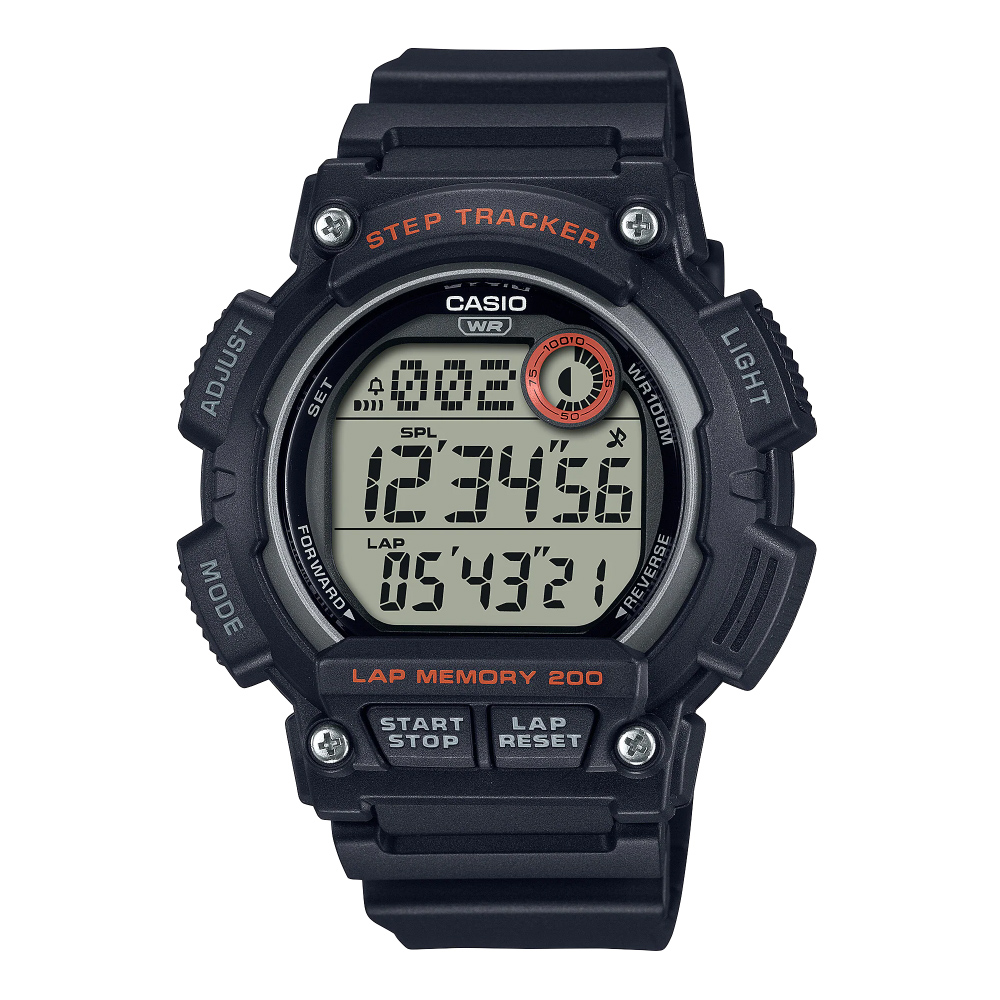 【CASIO 】經典大錶面計步運動電子錶-黑(WS-2100H-1A)