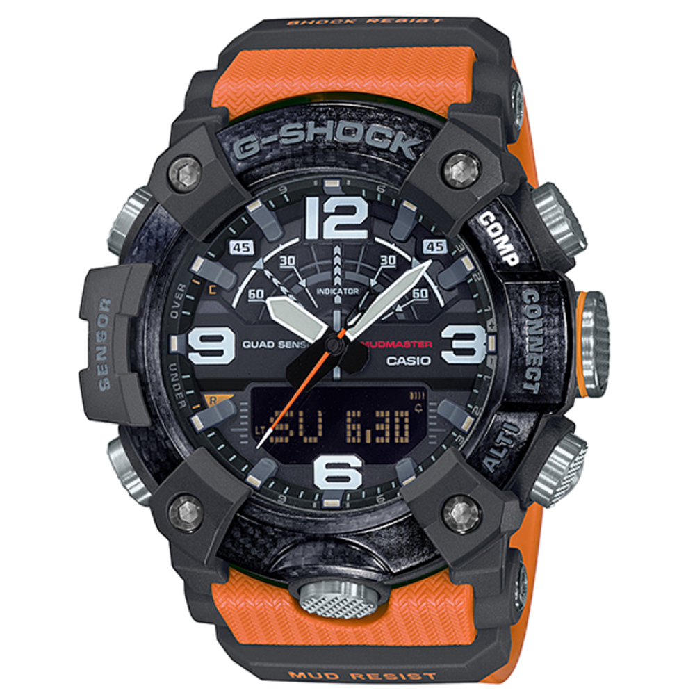 【CASIO】G-SHOCK 碳纖維強化防塵和防泥設計藍芽錶-橘(GG-B100-1A9)