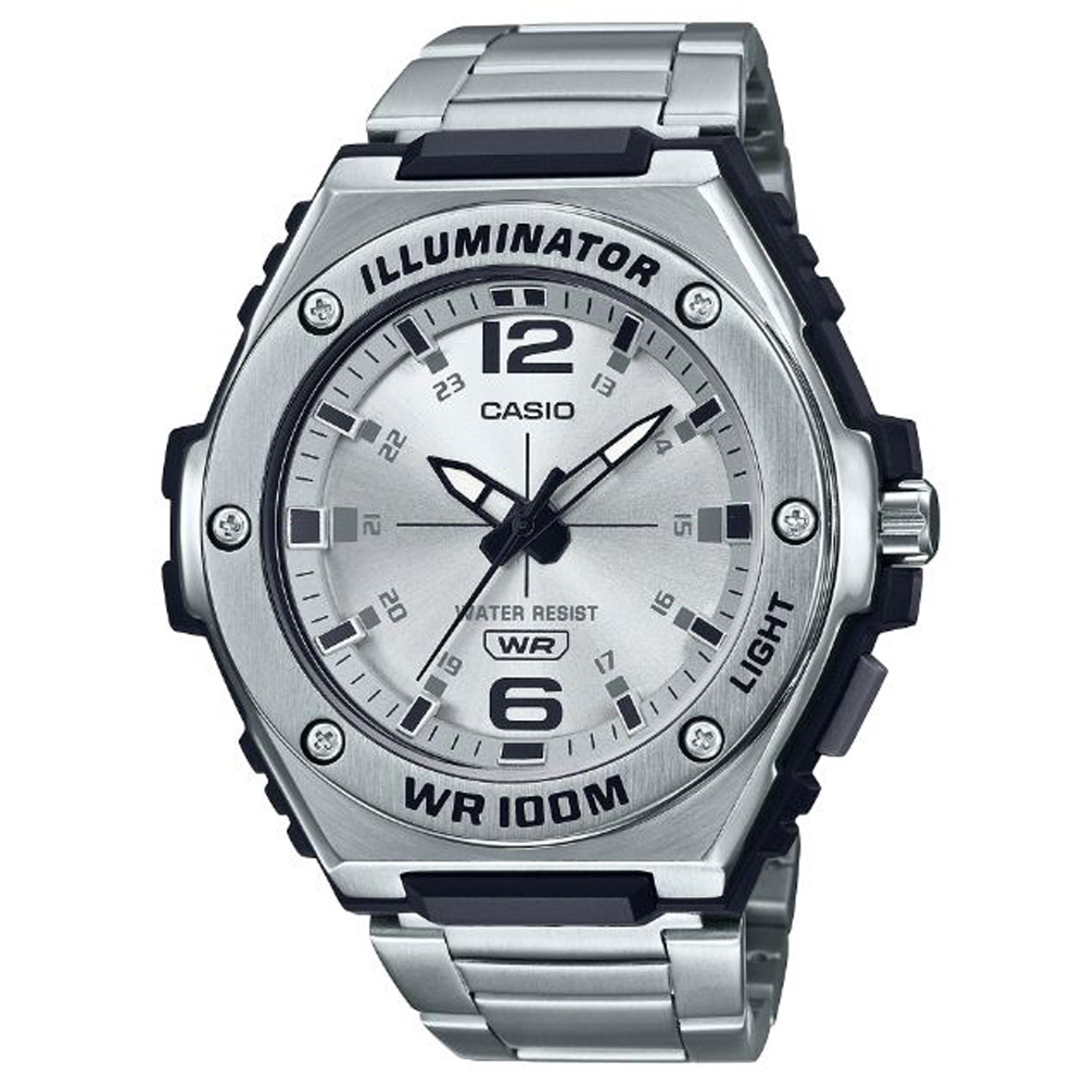 CASIO 卡西歐 重機械工業風格不鏽鋼腕錶-銀白面 MWA-100HD-7A
