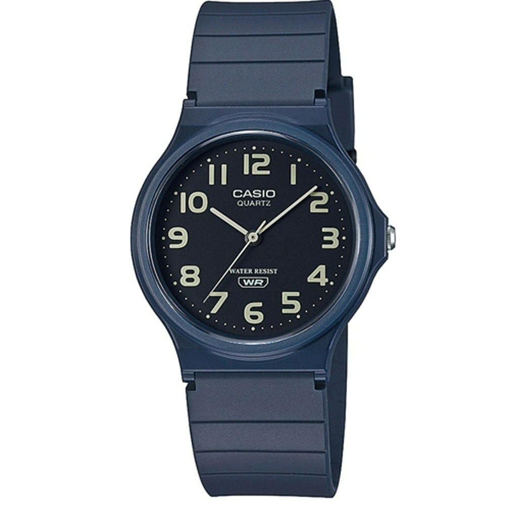 CASIO 超輕巧休閒時尚大地色系列圓形數字錶-藍 (MQ-24UC-2B)