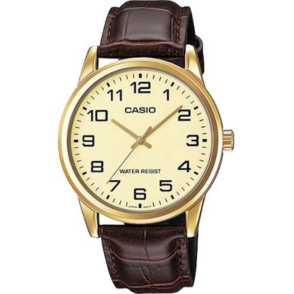 【CASIO】復古時尚簡約指針紳士腕錶-黃面(MTP-V001GL-9B)