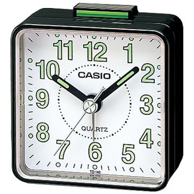 【CASIO 】桌上型指針鬧鐘(白面黑殼)