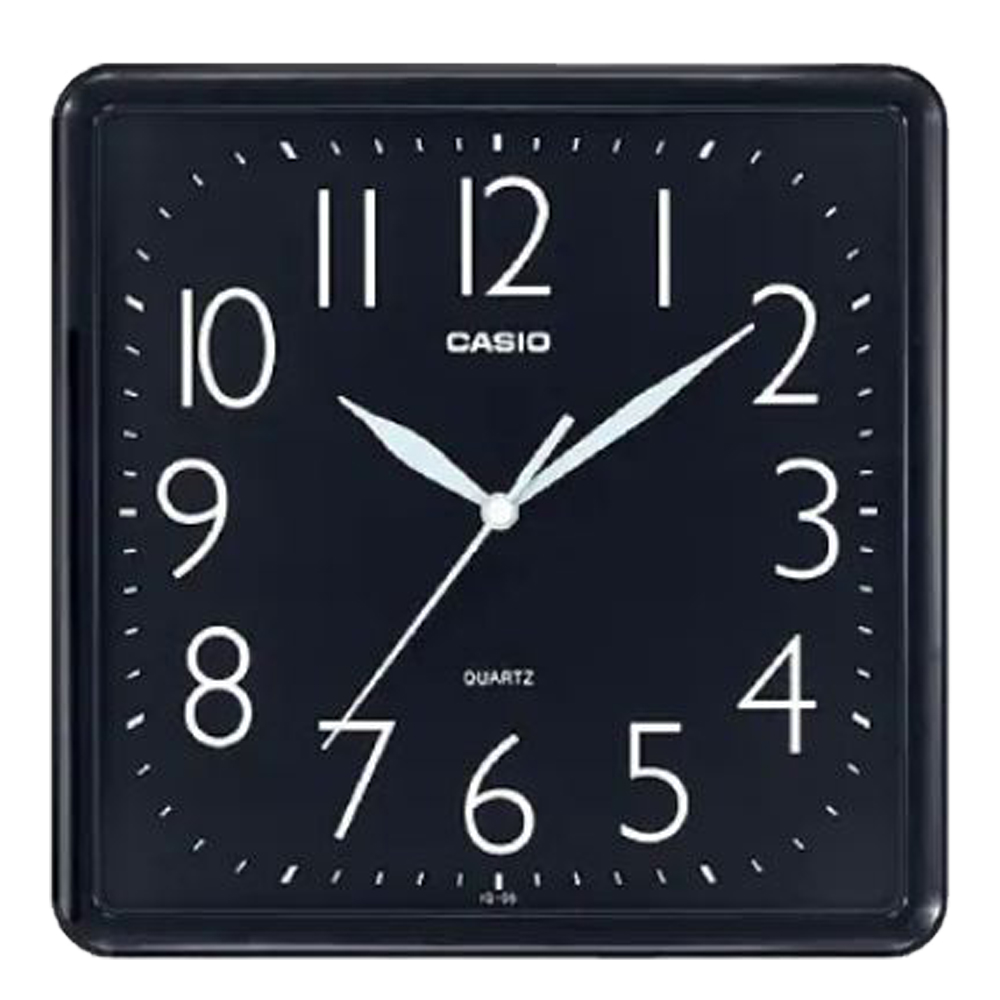 CASIO 經典流線放大字幕數字時刻指標方形掛鐘-黑 IQ-06S-1