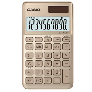 【CASIO】10位元璀璨晶耀攜帶型計算機-尊爵金 (SL-1000SC-GD)