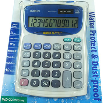 【CASIO】12位數防水防塵計算機-白(WD-220MS-WE)