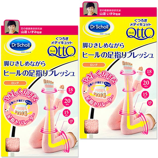 日本Qtto-Scholl睡眠機能大腿露指襪（粉紅泡泡舒壓五指款）2入