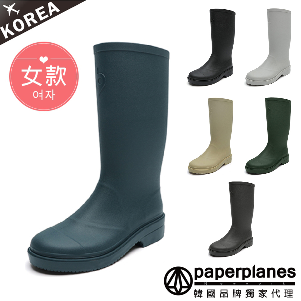 【Paperplanes】紙飛機/韓國空運/韓國設計 韓系純色氣質百搭長筒雨靴長靴雨鞋(7-BN023現貨+預購)