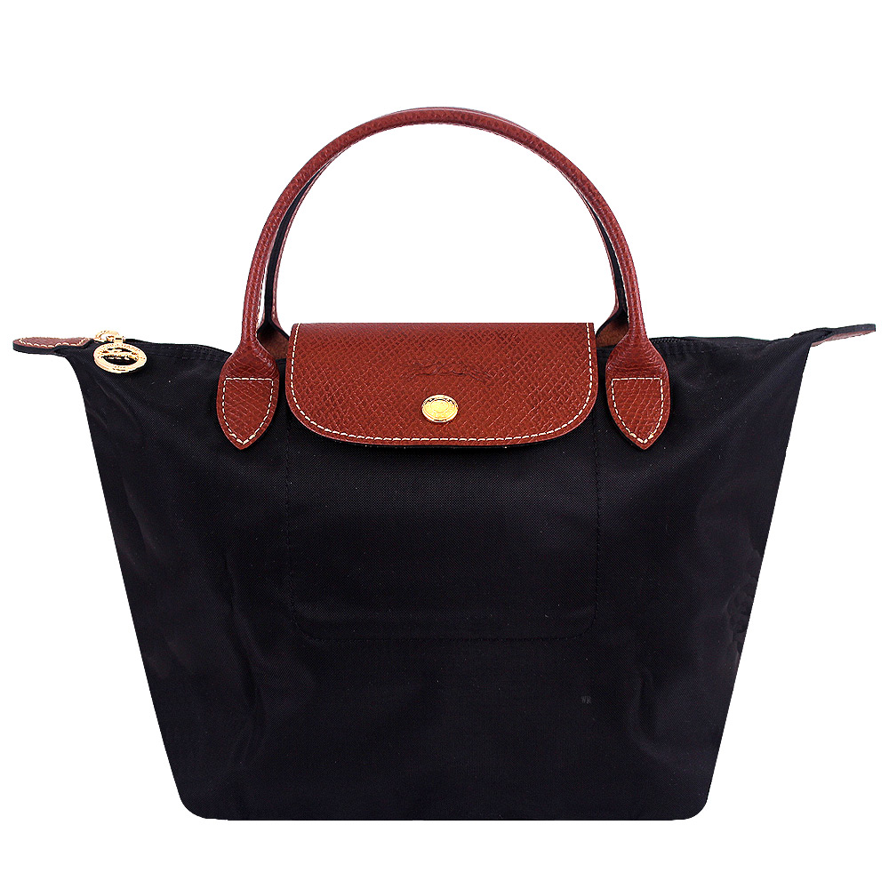 LONGCHAMP LE PLIAGE 黑色再生尼龍布短把小水餃包