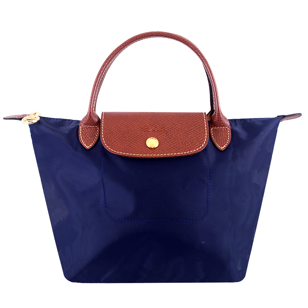 LONGCHAMP LE PLIAGE 藍色再生尼龍布短把小水餃包