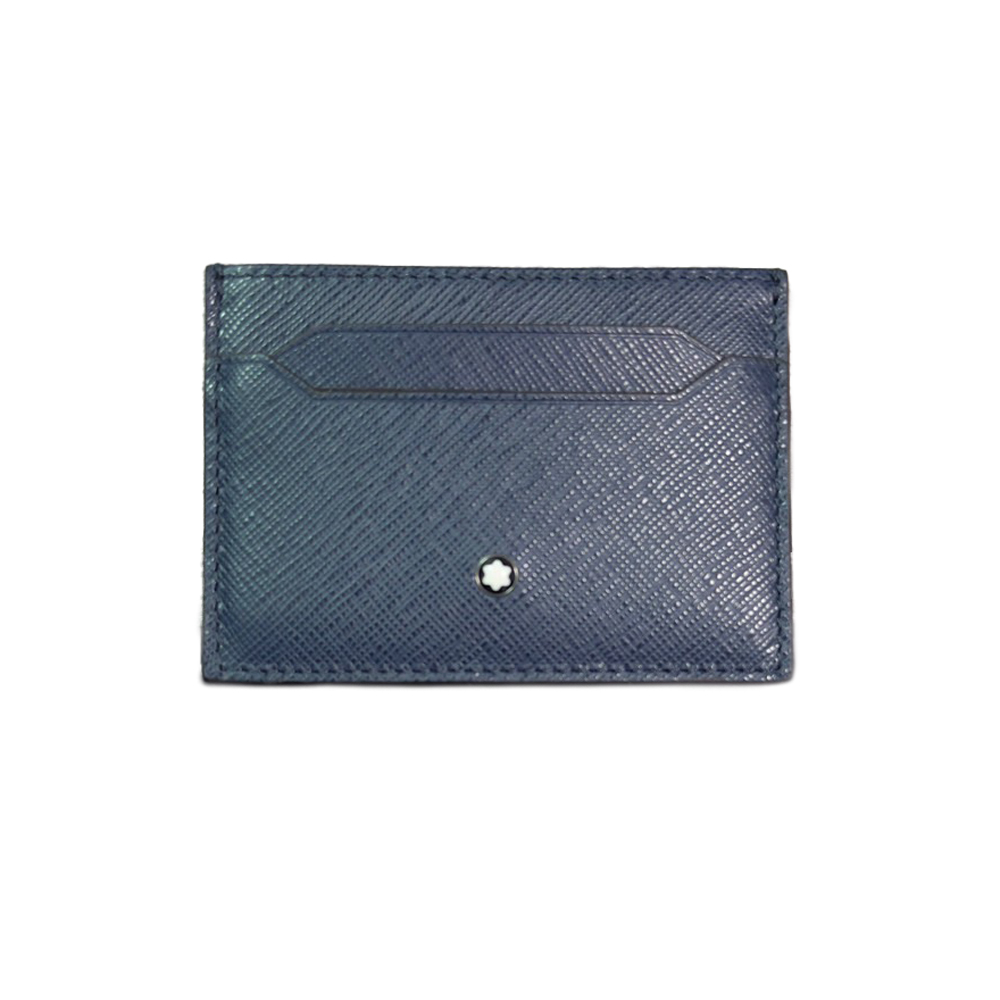 【MONTBLANC 萬寶龍】匠心系列卡夾 5 卡式（墨水藍）(Sartorial 防刮十字紋 131727)
