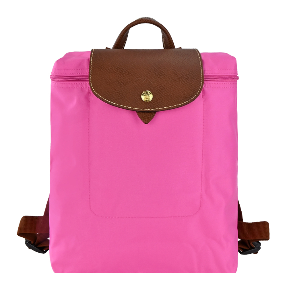LONGCHAMP LE PLIAGE系列再生尼龍摺疊後揹包(糖果粉)