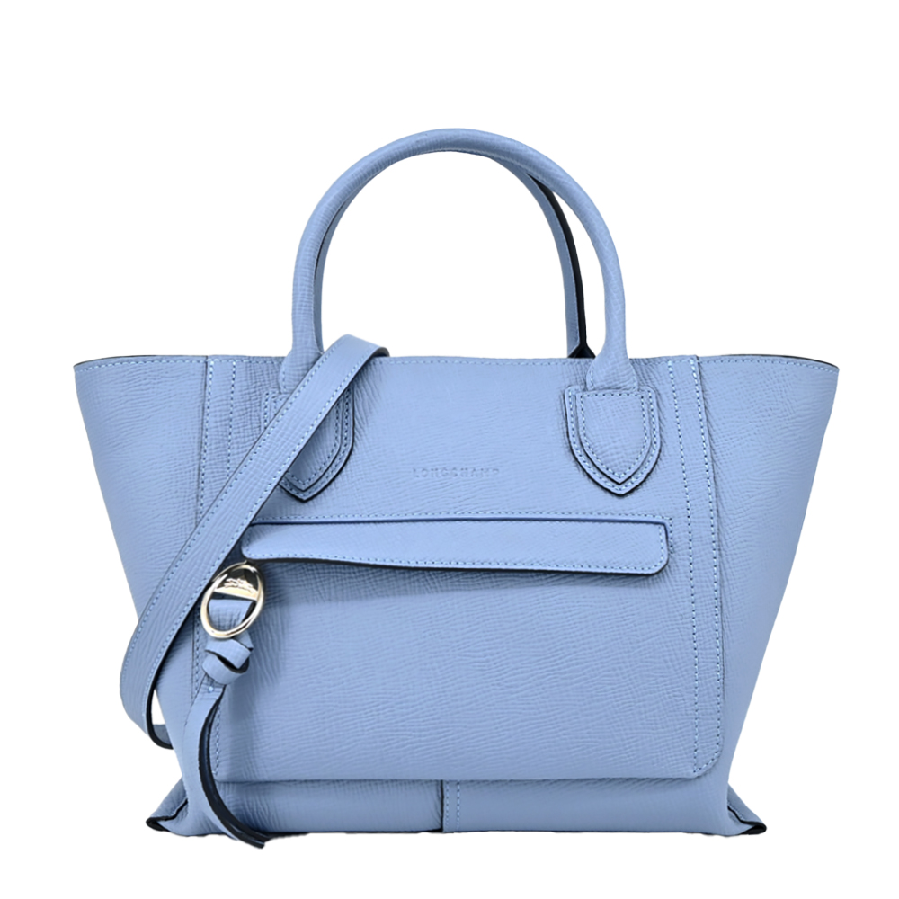 LONGCHAMP MAILBOX系列牛皮前口袋手提/斜背兩用包(中/巖板藍)