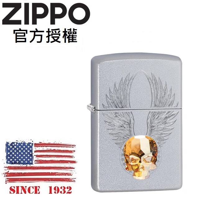 ZIPPO Gold Skull Design 金色水晶骷髏防風打火機