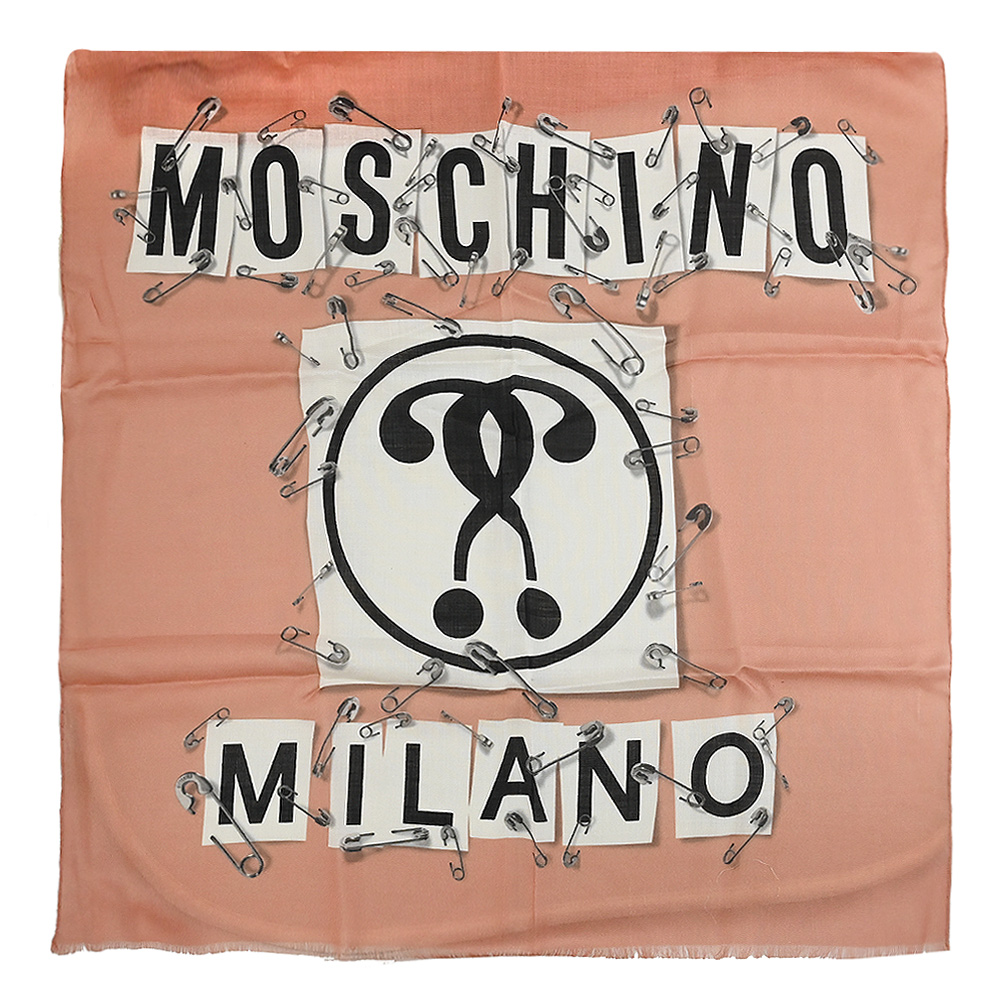 MOSCHINO 03222 M1846 品牌大LOGO印花混紡薄圍巾.粉