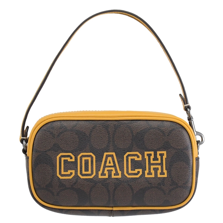 COACH CB851 JAMIE 經典印花LOGO迷你手提包.深咖/黃