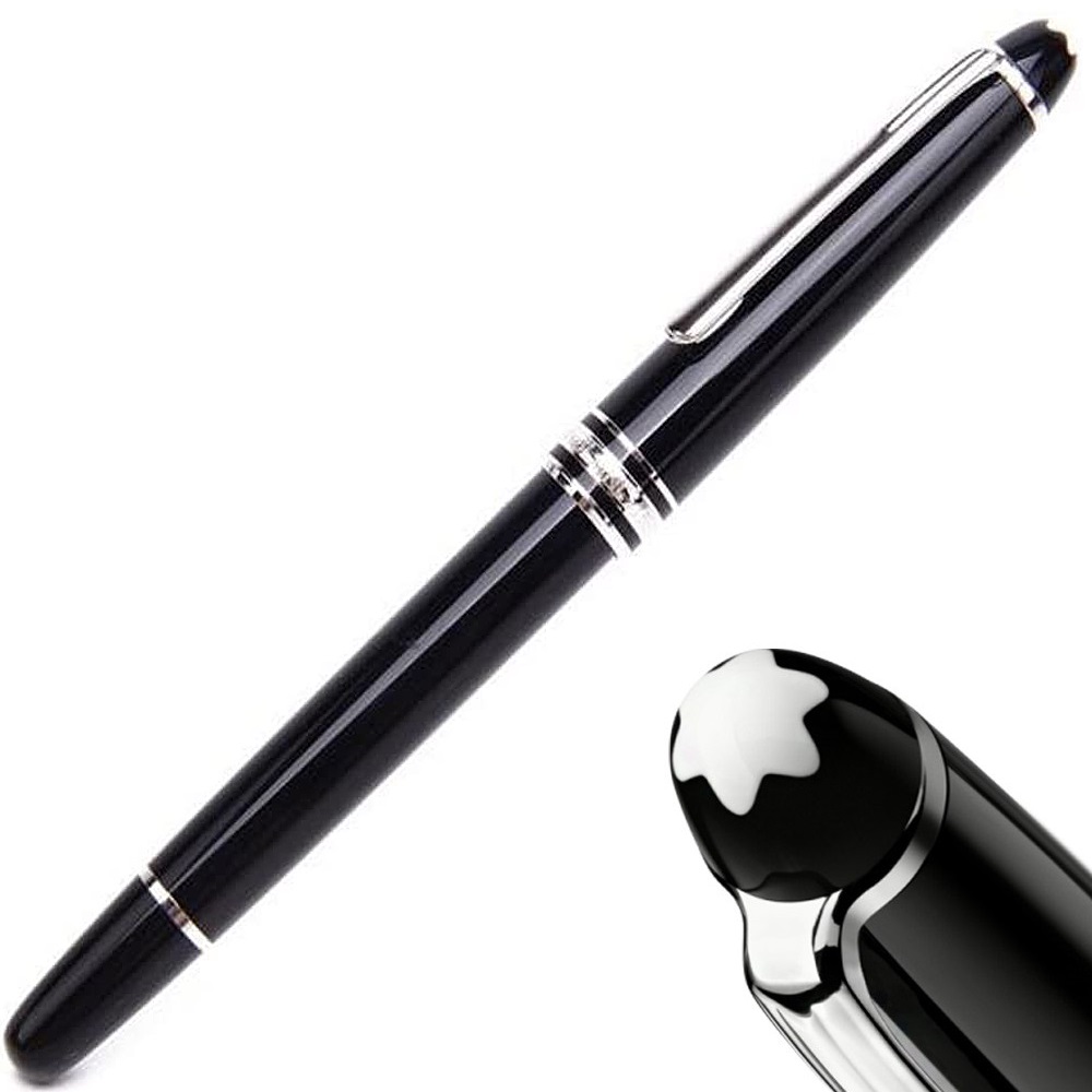 【MontBlanc 萬寶龍】經典白夾 鋼珠筆-黑色