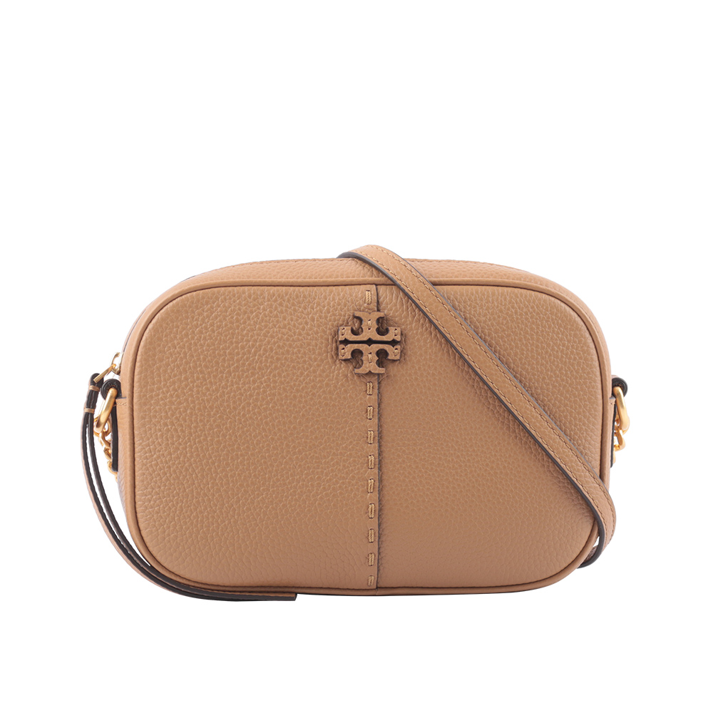 TORY BURCH McGraw 荔枝皮革拉鍊相機包(提拉米蘇) 147578 227