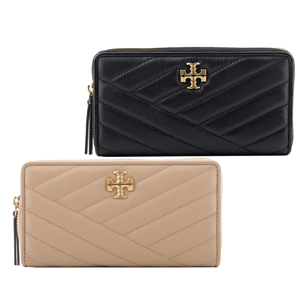 TORY BURCH Kira 縫線納帕皮革ㄇ形拉鍊長夾(任選) 90348