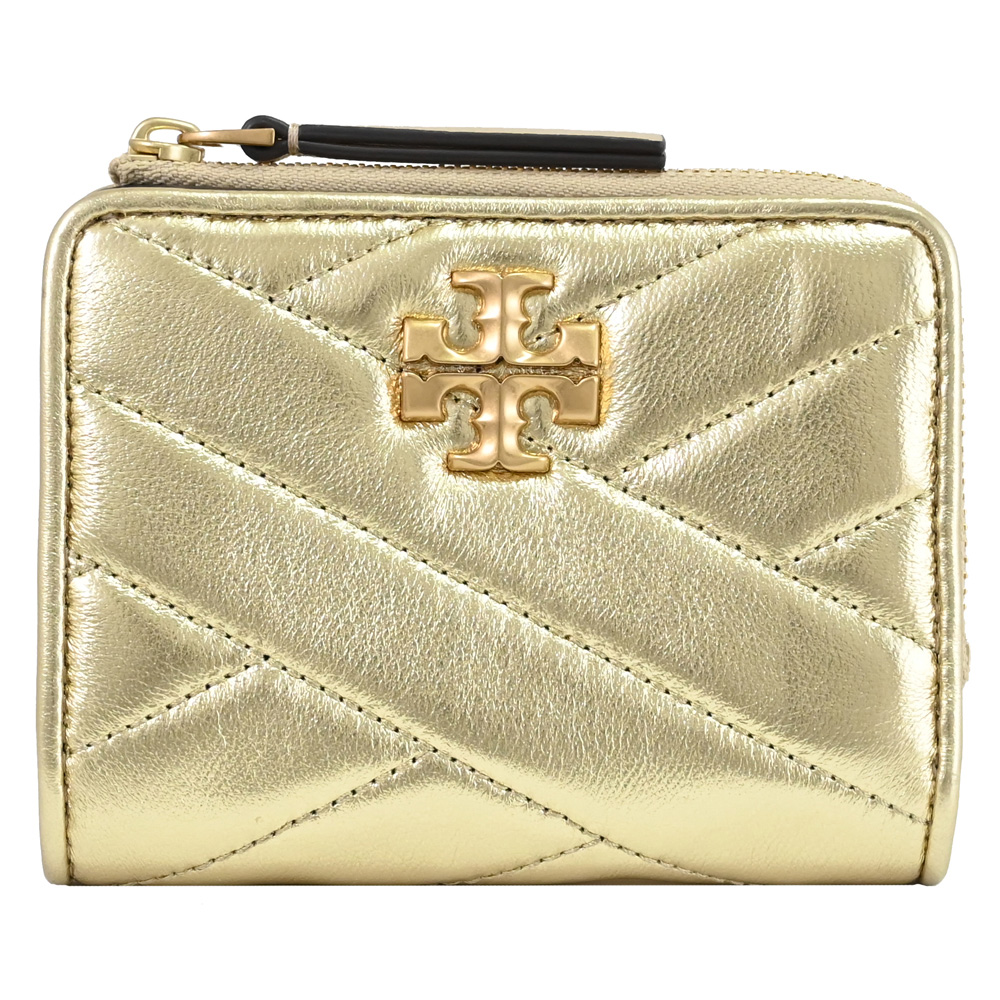 TORY BURCH 152555 經典LOGO絎縫釦式零錢短夾.金