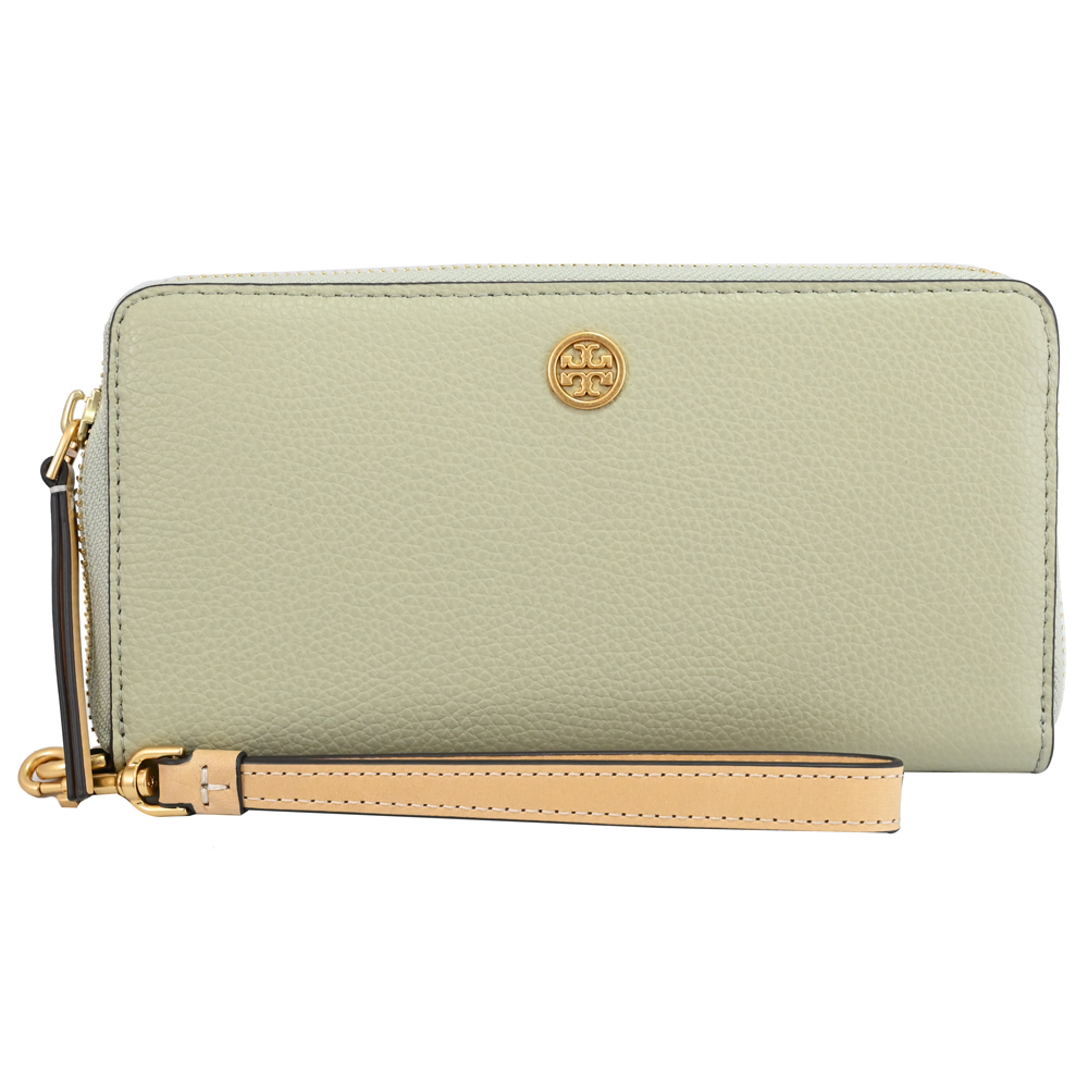 TORY BURCH 155648 經典LOGO手提拉鍊長夾.淡綠