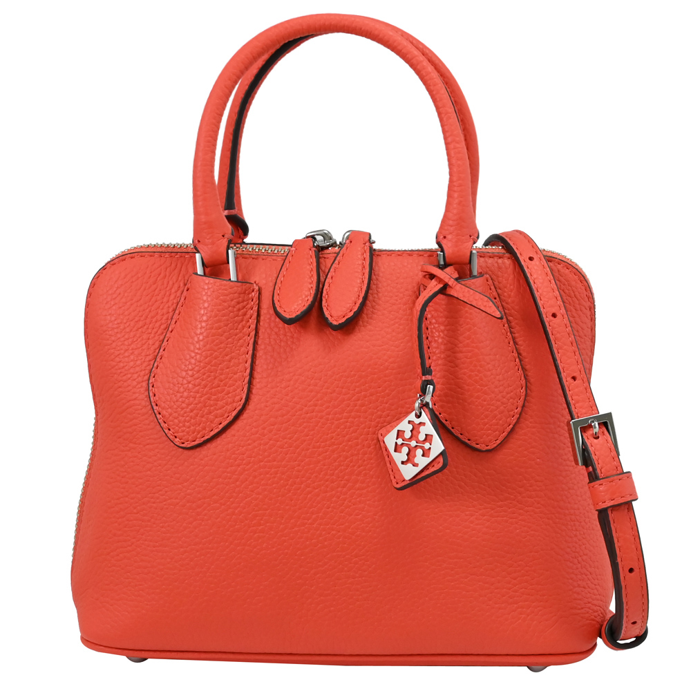TORY BURCH 155619 簡約雙拉鍊手提兩用包.橘紅