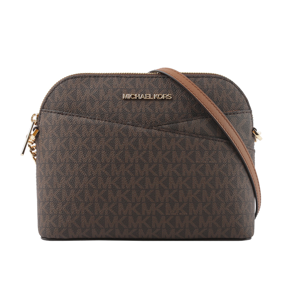 Michael Kors 金字滿版塗層帆布口袋貝殼包(咖啡色) 35F1GTVC6B BROWN