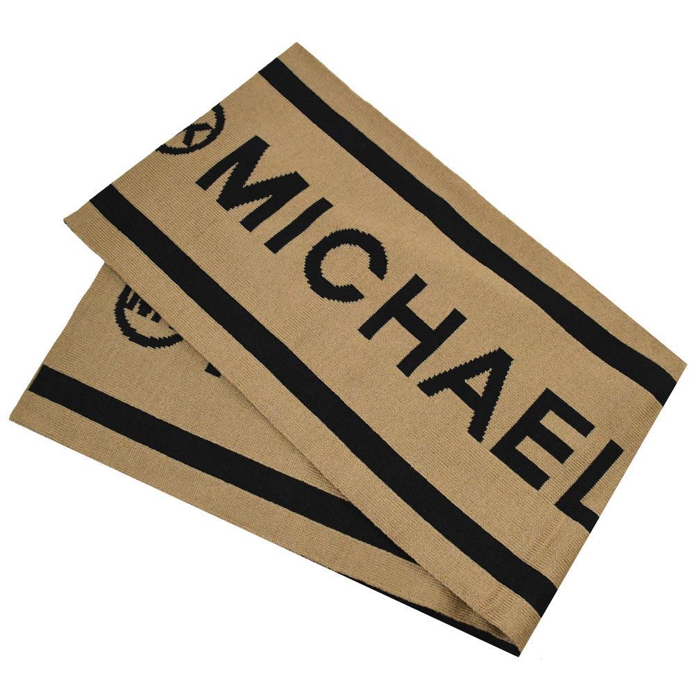 MICHAEL KORS 經典字母印花街頭個性圍巾.棕