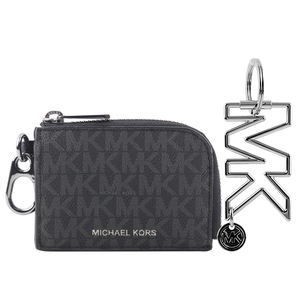 Michael Kors 塗層帆布拉鍊卡夾/零錢包及Logo鑰匙圈禮盒_展示品