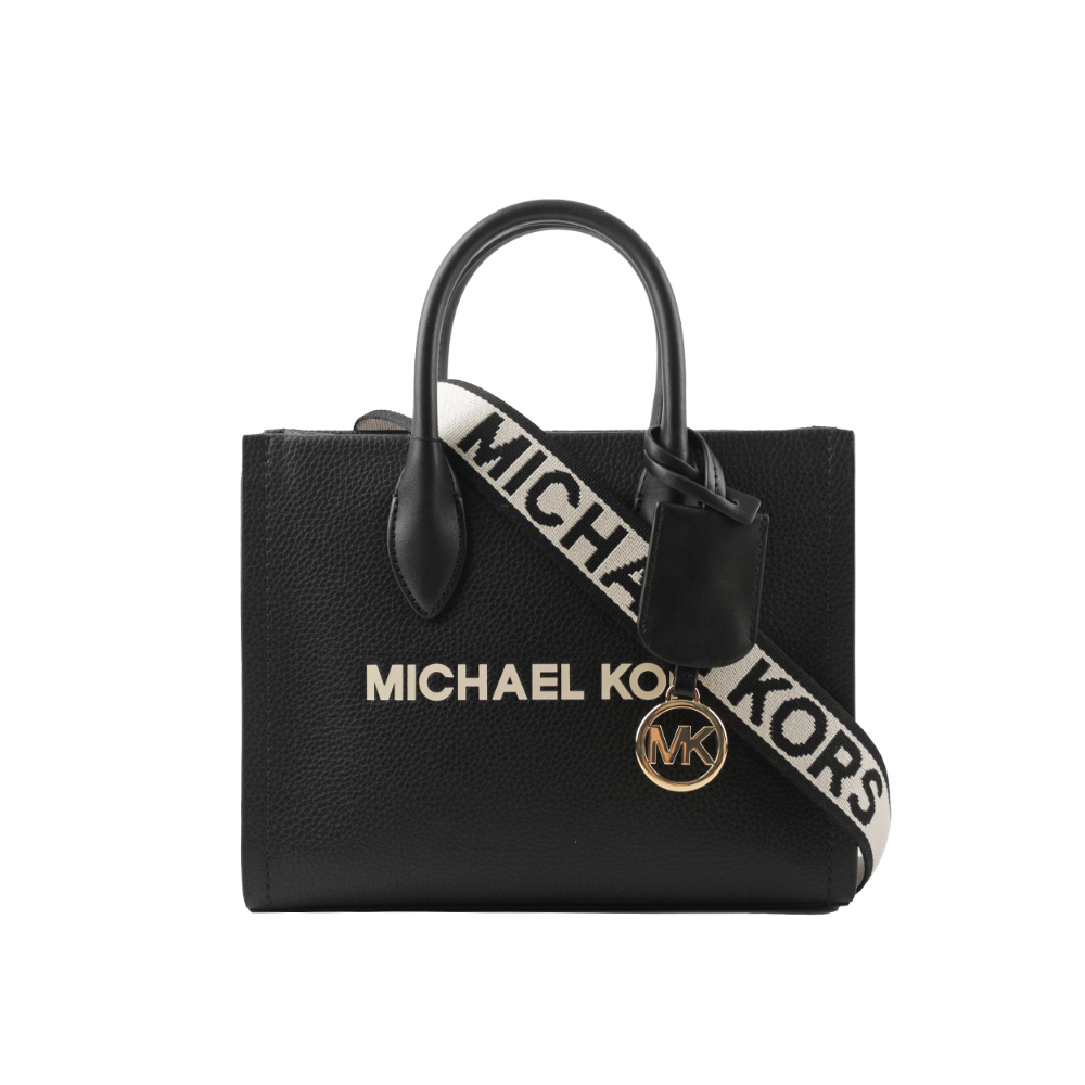 Michael Kors Mirella 荔枝皮革刺繡背帶小款二用托特包(黑色) 35S4G7ZC5L BLACK