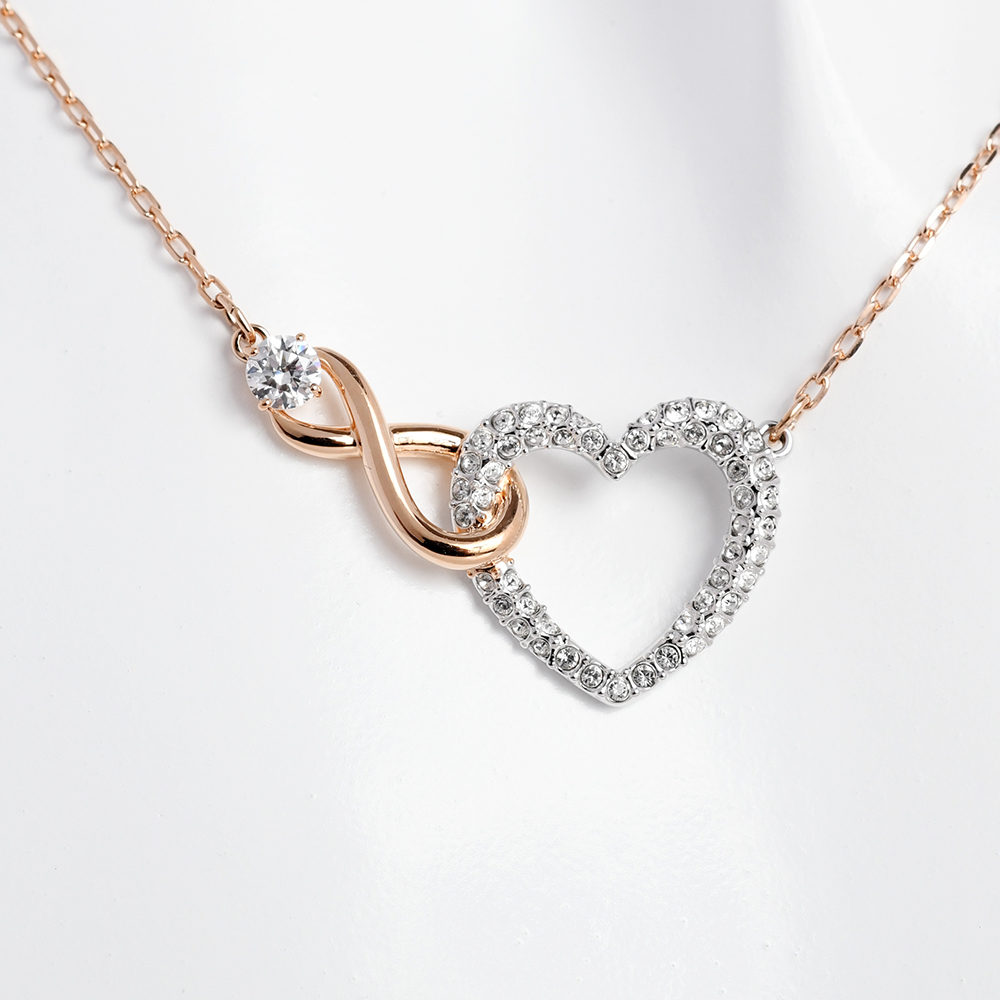 SWAROVSKI 施華洛世奇 Infinity 項鍊 心形 無限符號 鍍玫瑰金色 鍍白金色 5518865