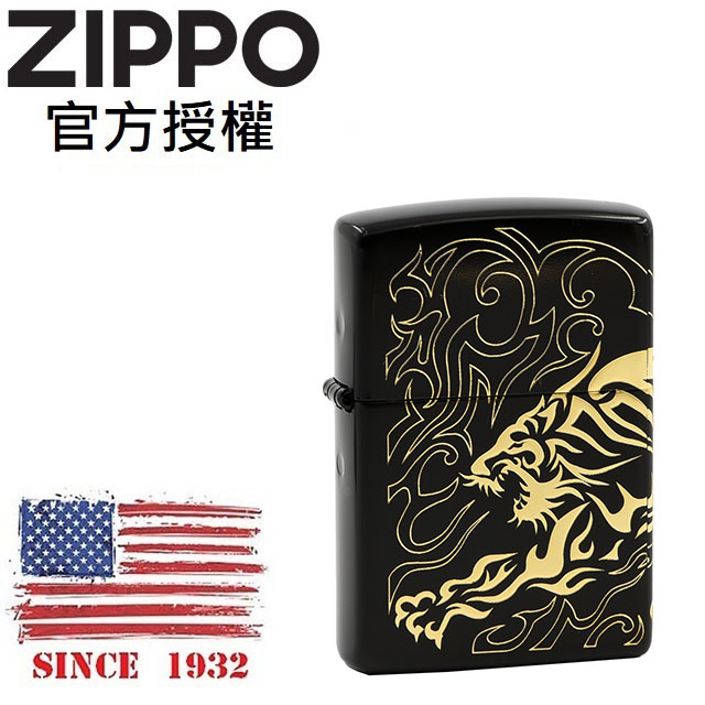 ZIPPO Tiger soul BK&SV 虎嘯之魂(黑金色)防風打火機