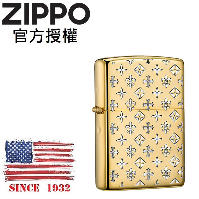 ZIPPO Monogram pattern GS 花紋押印圖案(亮金色)防風打火機