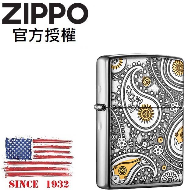 ZIPPO Player desired BK&GD 佩斯利花紋防風打火機