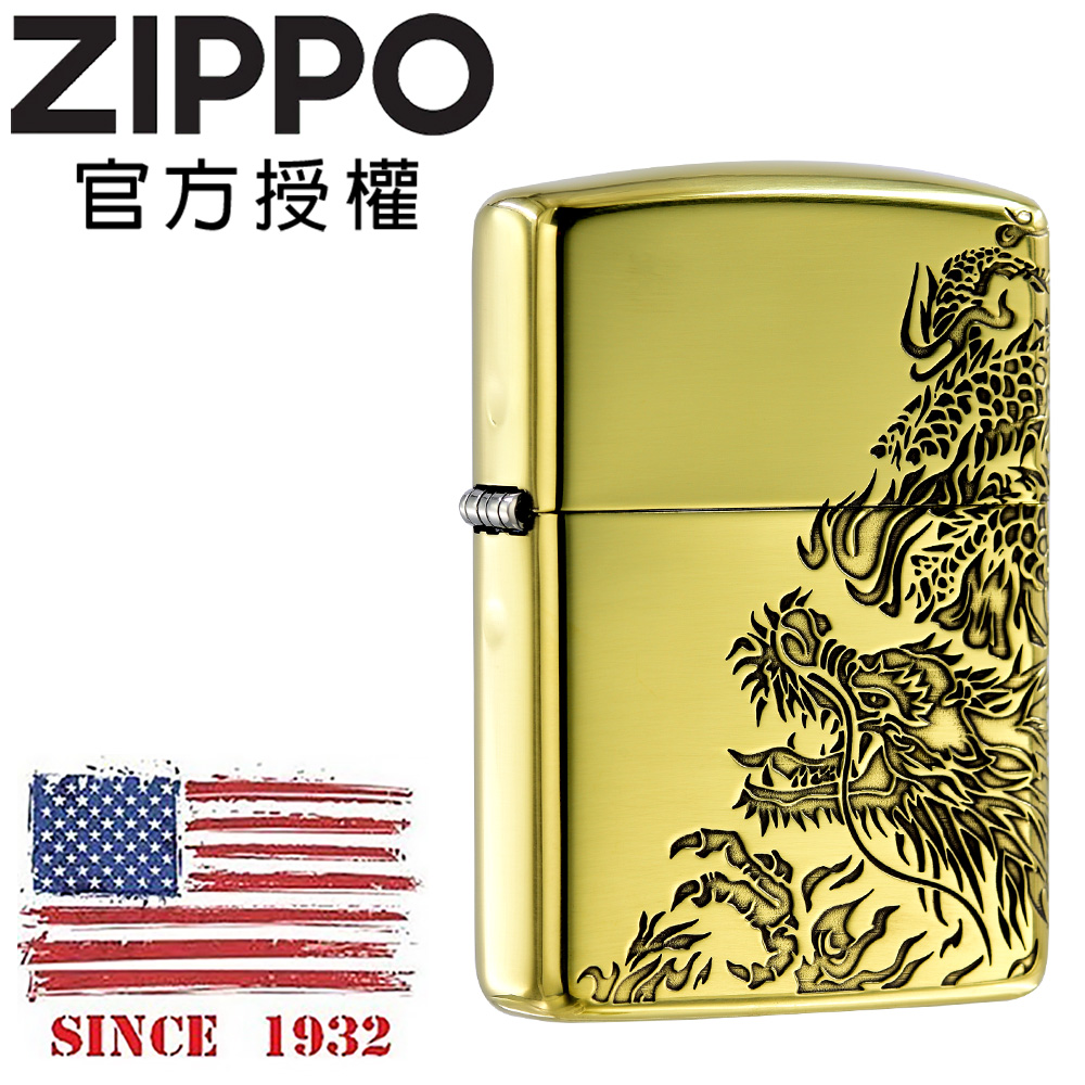 ZIPPO 2men-drangon BS oxidized 天翔龍紋金(加厚版)防風打火機