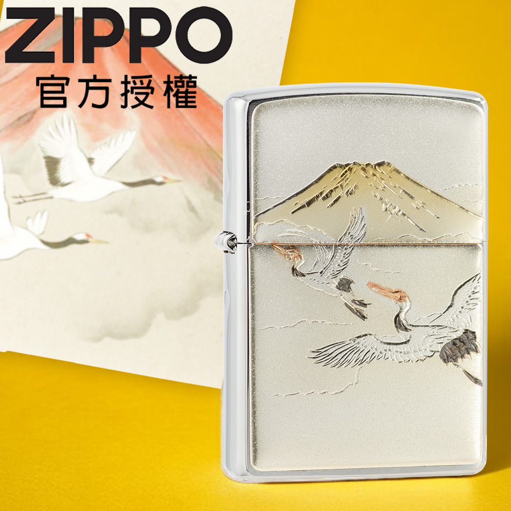 ZIPPO Japanese traditional design TSURUFUJI 日本傳統風格-鶴與富士防風打火機