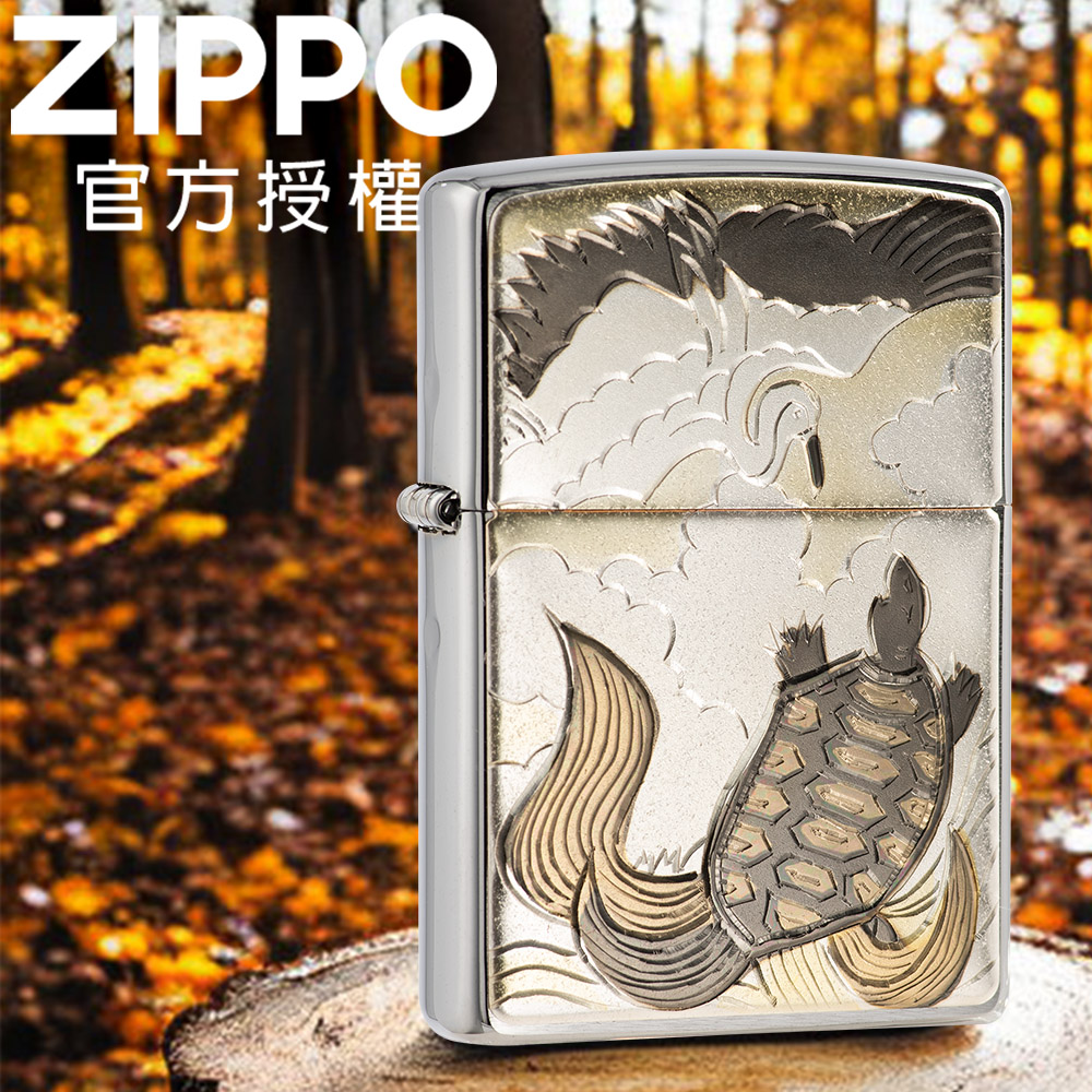ZIPPO Japanese traditional design TSURUKAME 日本傳統風格-鶴龜相爭防風打火機
