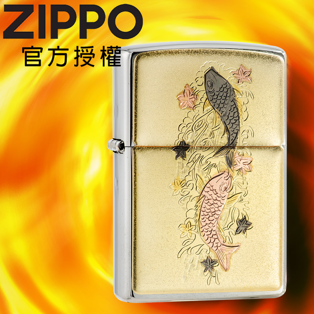 ZIPPO Japanese traditional design MEOTONOBIRIGOI 日本傳統風格-雙鯉攀瀑防風打火機
