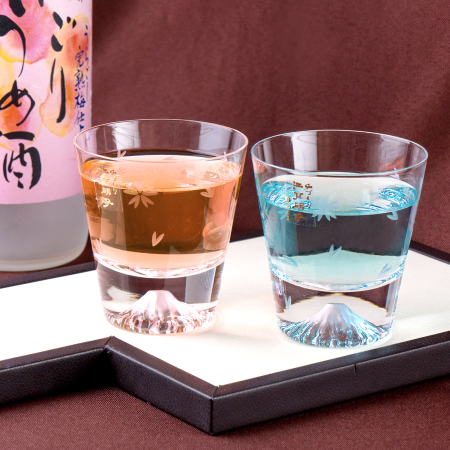 【田島硝子】富士山杯 mini櫻花款 威士忌杯2入組 玻璃杯 隨飲料變色 (TG20-015-MRS+TG20-015-MRS)