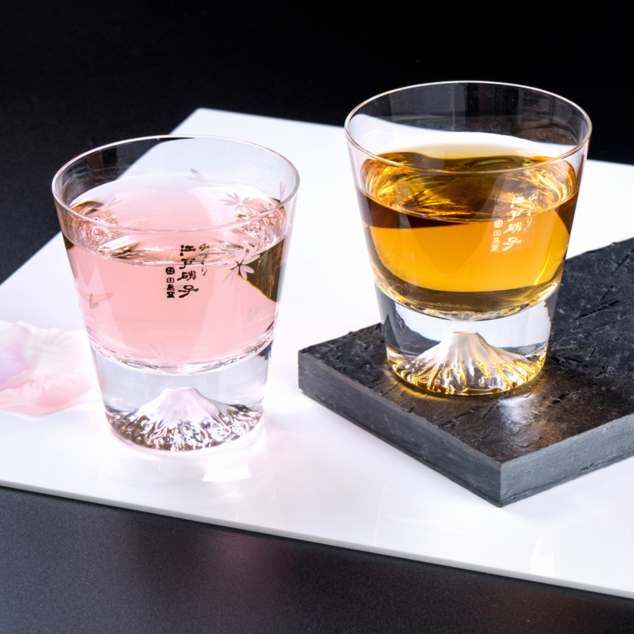 【田島硝子】富士山杯 迷你經典款x迷你櫻花款 威士忌杯2入組 (TG20-015-MR+TG20-015-MRS)