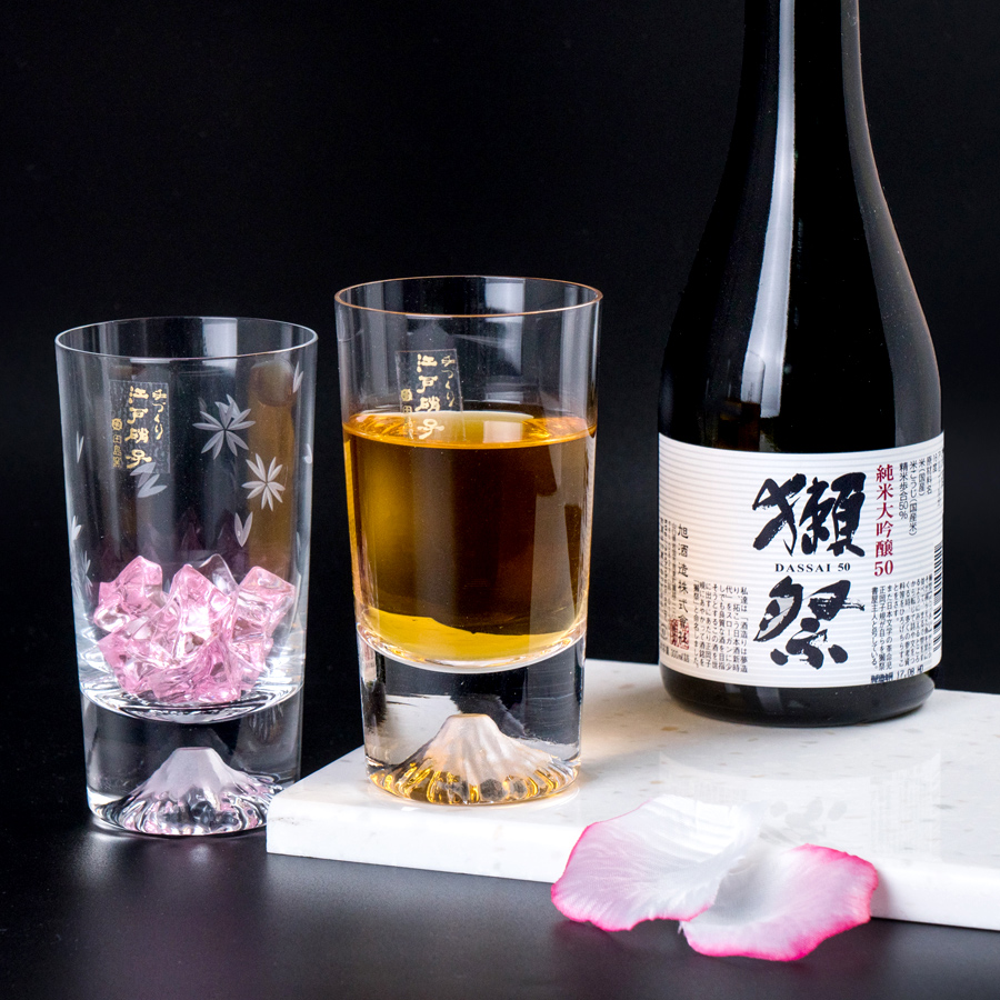 【田島硝子】富士山杯 迷你經典款x迷你櫻花款 高杯啤酒杯2入組(TG20-015-MT+TG20-015-MTS)