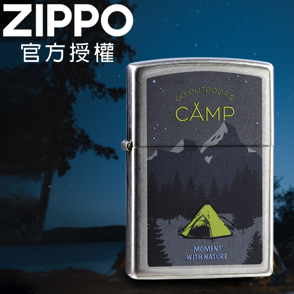 ZIPPO CAMP NA 戶外露營(花紗銀色)防風打火機