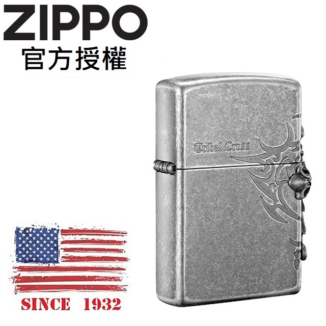 ZIPPO SIDE TRIBAL CROSS EMB(SILVER) 聖天使十字火焰(仿古銀)防風打火機