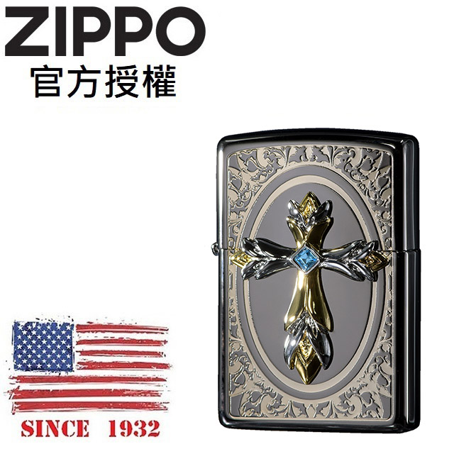 ZIPPO PRAY EMBLEM(BK) 皇冠水晶十字架防風打火機