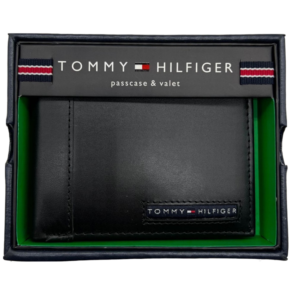 【Tommy Hilfiger】TOMMY 1+1活動雙層卡夾男短夾禮盒組-帥氣黑